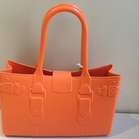 Great Bag Co. Designer Rubber Tote Purse Hand Bag Topaz Orange Robert Verdi - Picture 9 of 15